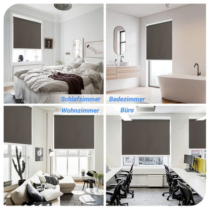 Grandekor Electric Blinds Interior, Blackout Roller Blind without drilling with remote control & Quiet Motor Dark Grey 90x130cm, Smart Blind for Windows with Metal Clamping Bracket, Thermal Roller Sun & Privacy Protection.