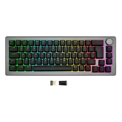 Cooler Master CK721 Mechanical Gaming Keyboard - 65% Layout, Brown Switches, RGB Lighting, Hybrid Wireless Technology, Precision Wheel - Space Grey, DE - QWERTZ
