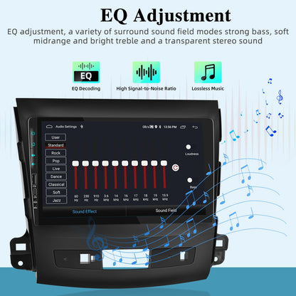 2+64G Android car radio for Mitsubishi Outlander 2/Peugeot 4007/Citroen C-Crosser 2008-2015 - 9 inch touchscreen car radio with Carplay & Android Auto - WiFi GPS Mirror Link