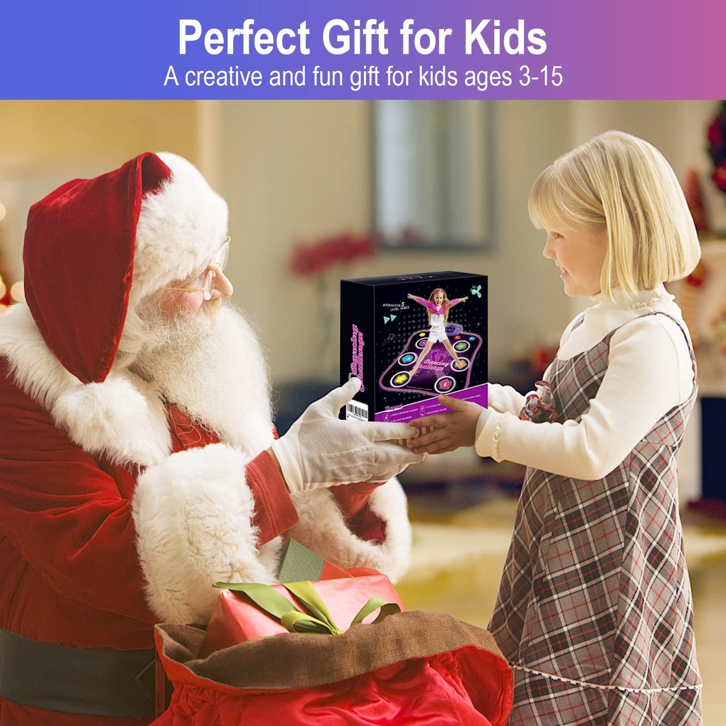 Aucrsozk Kids Dance Mats for 3 4 5 6 7 8+ Years Old with Bluetooth, Music Dance Mat with 6 LED Light Arrows for Girls, Electronic Dance Mat Toys with Anti-Slip Material.