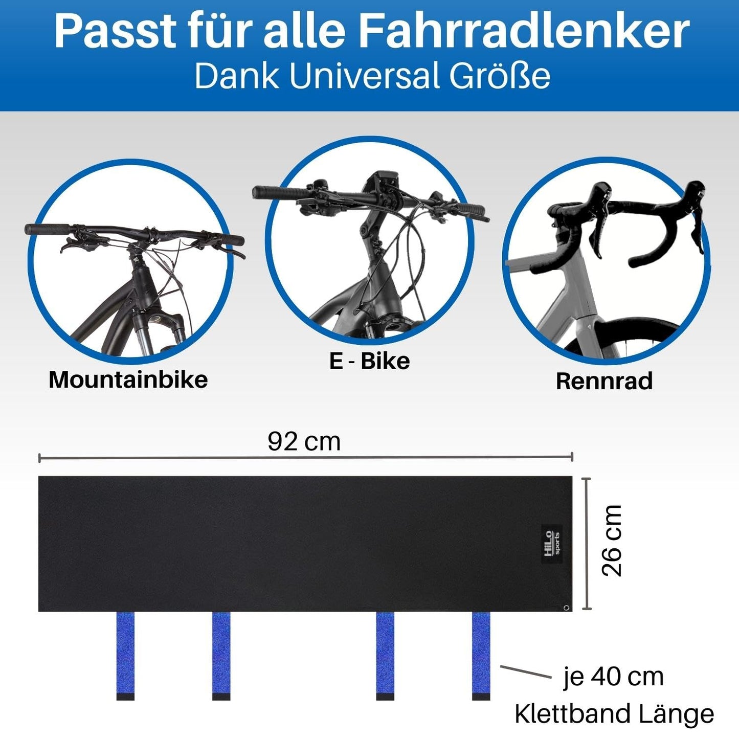 HiLo sports handlebar cover for E-Bike waterproof - [For all bike handlebars] - Also fits large handlebars with horns - Tear-resistant bike transport protection - Bicycle protection rear carrier (Blue)