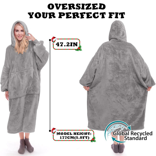 Daverose Hoodie Blanket with Sleeves and Hood for Women, Blanket Hoodie for Women, Super Soft and Warm Flannel Snuggle Blanket with Sleeves, Oversized Blanket Hoodie as Gifts for Men Women