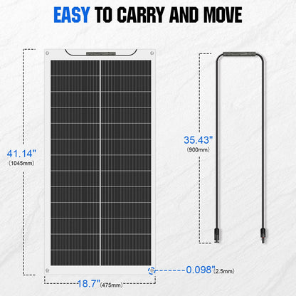 ECO-WORTHY 200W Flexible Solar Panel 2 pieces 100W Solar Panel 12V, Monocrystalline Solar Module with Cable for 12V Batteries RV Car Boat Camping.