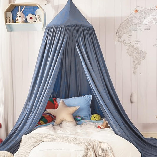 SESAME canopy nursery, crib canopy baby room 4 colors, hanging round princess insect net mosquito net, for nursery and playroom decoration, 56 * 230 * 450cm (Blue)