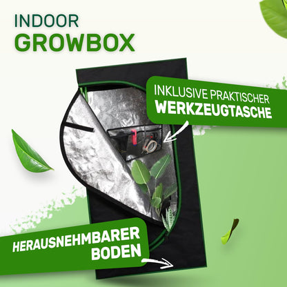 Melko - Growbox 60x60x120 cm set with 3-in-1 meter - Light & waterproof grow tent made of extra-strong fabric with reflective inner lining - Grow tent cultivation tent for hydroponics for plant cultivation