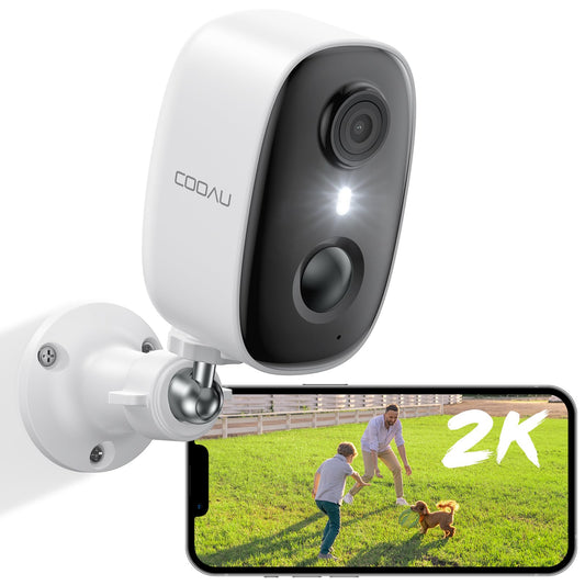 COOAU 2K WiFi6 Outdoor | Indoor Battery-Powered Wireless Rechargeable IP Camera with PIR Motion Detection, Long Time Standby with Color Night Vision and 2-Way Audio, IP65