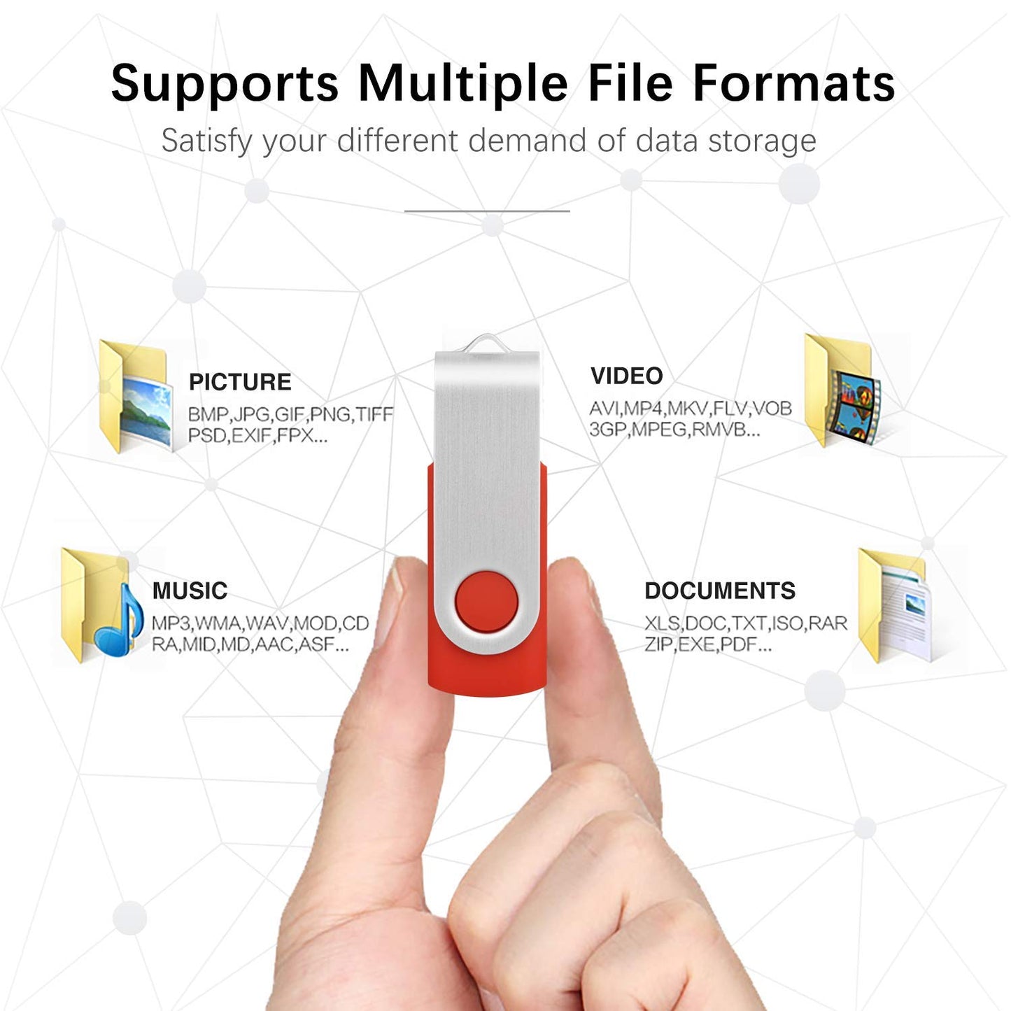 10 pieces USB sticks 16GB storage set USB 2.0 10pcs colorful data stick memory stick metal 16G thumb drive 10-pack flash drives 16GB flash sticks USB flash drives multi-colored