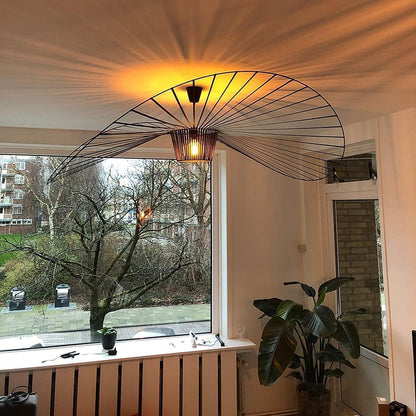 Vertigo Lamp 100cm Black, hanging lamp pendant chandelier living room pendant light chandelier modern vintage lustre fiberglass+black pu creative hat lamp retro living room lamp, Noir,100cm