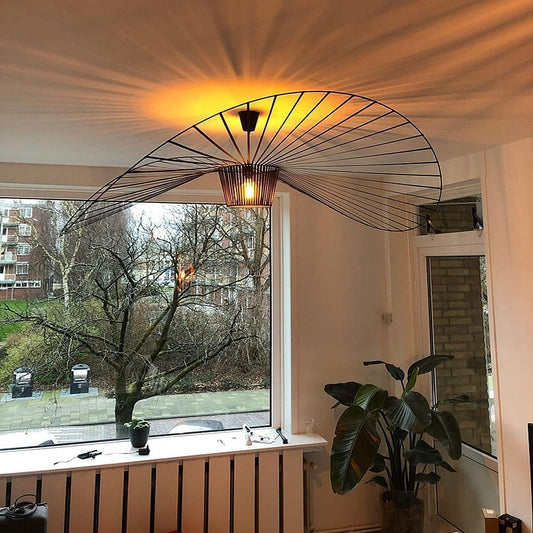 Vertigo Lamp 100cm Black, hanging lamp pendant chandelier living room pendant light chandelier modern vintage lustre fiberglass+black pu creative hat lamp retro living room lamp, Noir,100cm
