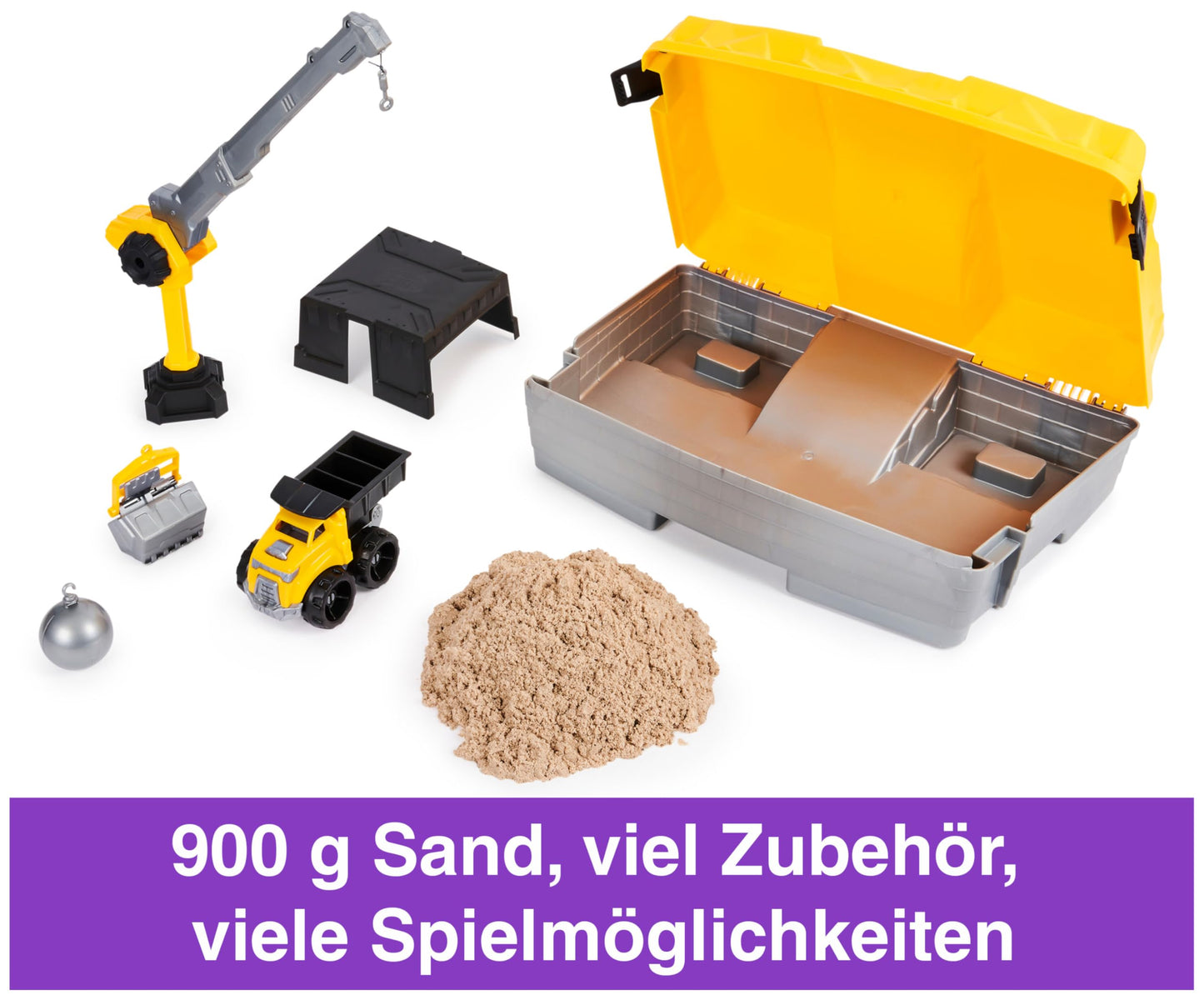 Kinetic Sand Construction Kit - with 907g of original magical kinetic sand from Sweden, construction vehicle, and accessories for creative indoor sand play, for children ages 3 and up.