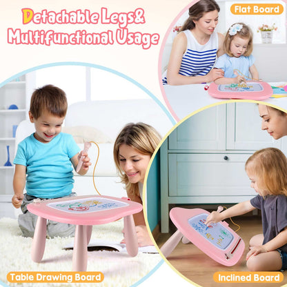 Smasiagon kids' toy for ages 1 and up, magnetic drawing board in colorful design with 4 legs, perfect gift for 1 2 3 year old girls and boys (pink)