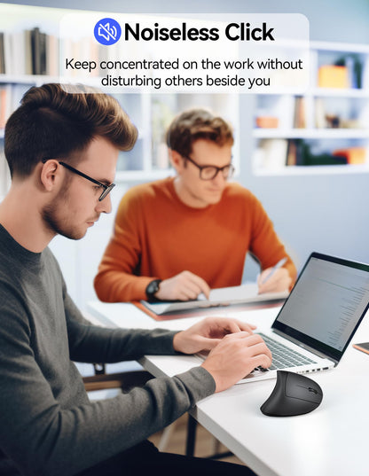 TECKNET Rechargeable Ergonomic Wireless Mouse, 2.4G Optical Vertical Mouse, 5 Adjustable Levels up to 4800DPI, Quiet Wireless Vertical Mouse with 6 Buttons for Laptop, PC, Windows, Mac OS