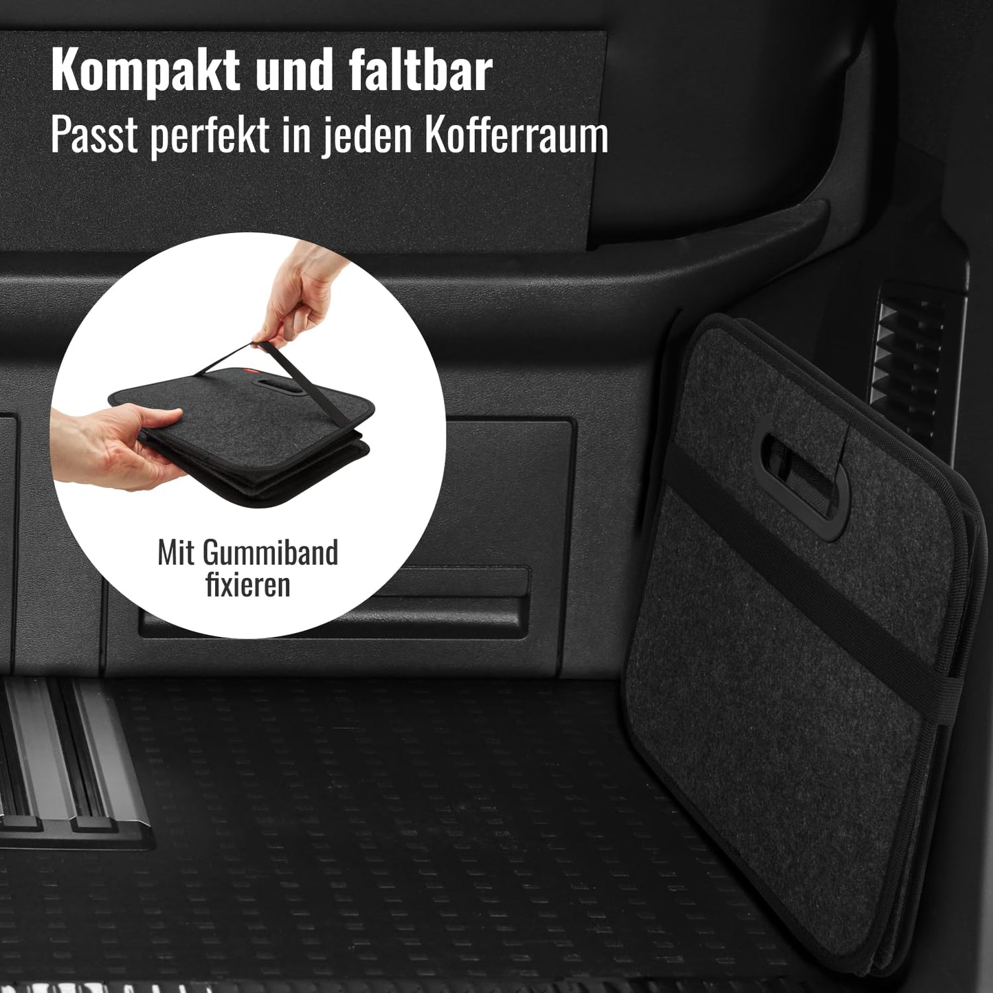Achilles Car Folding Box XL - Felt Trunk Bag with Large Storage Space - Shopping Bag - Storage Box for Organized Storage (Anthracite)
