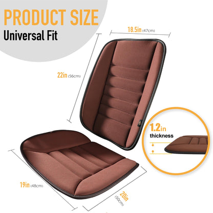 Kingphenix car seat cushion with back support cushion: enhanced comfort memory foam design for pain relief, great for drivers and office use, ergonomic lumbar comfort for extended sitting, Brown
