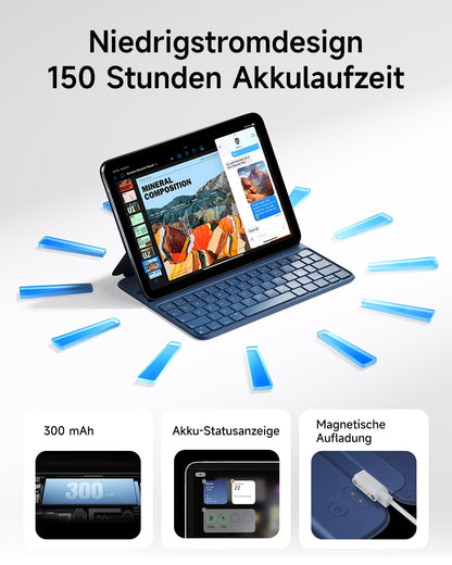 HOU Folio Keyboard for iPad Pro 11 (2018-2022), Air 11 inch (M3/M2, 2025/2024), Air 5/4 Generation, Slim Skin Feel - Case, Adjustable Angle, QWERTZ, Black