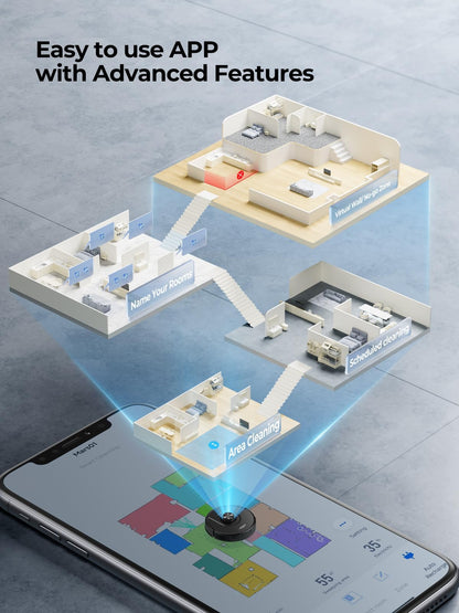 Laresar Clean robot vacuum with mopping function, LiDAR navigation, live map, 5000Pa suction power Mars01 up to 180min, perfect for pet hair, carpet, hard floors.