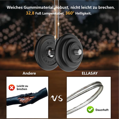 ELLASAY Camping String Lights, Outdoor String Lights with 5 Lighting Modes, 30s Recovery, Durable and Waterproof, USB Charging - 10M Portable Camping Lamp for Camping, Garden and Hiking