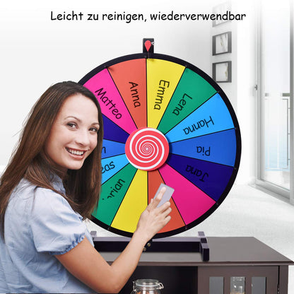 GOPLUS 24 Inch Prize Wheel, Spin Wheel for Lottery & Word Games with Marker & Eraser, Tabletop Game for Carnivals, Parties & Trade Shows, reusable Spinning Wheel (24").