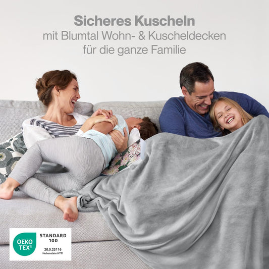 Blumtal Cuddle Blanket fluffy - Oeko-TEX certified fleece blanket 220x240 cm - Throw blanket 220x240 cm - Couch blanket as living & cuddle blanket - Soft cuddly blanket - Throw blanket Cuddle blanket soft in Gray