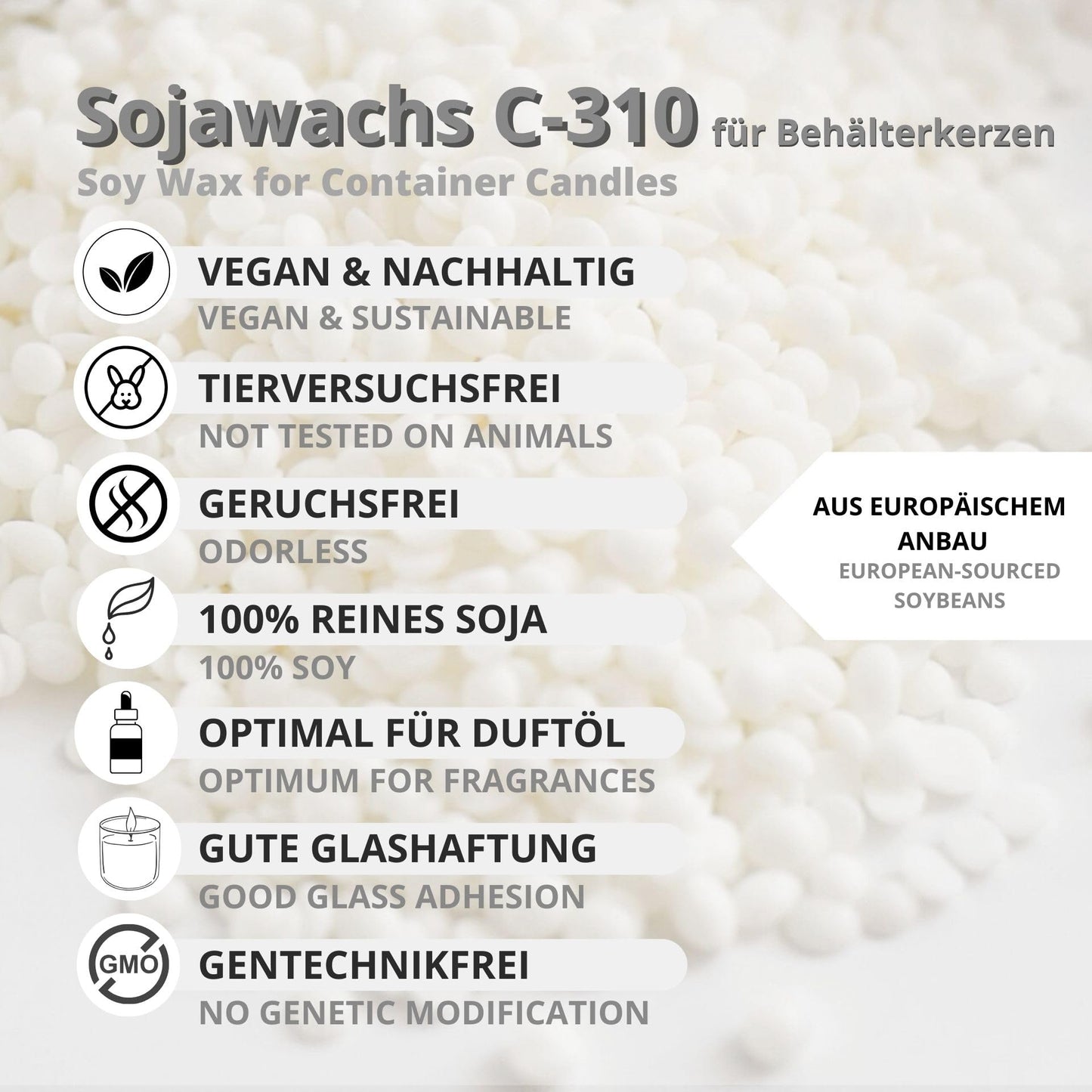 Soy wax for candles 20kg Pastilles NatureWax® C-310 Candle Making Natural Wax