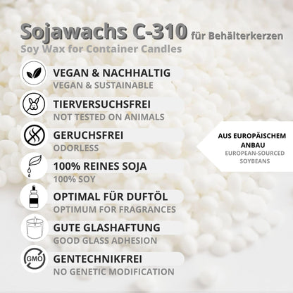Soy wax for candles 20kg Pastilles NatureWax® C-310 Candle Making Natural Wax