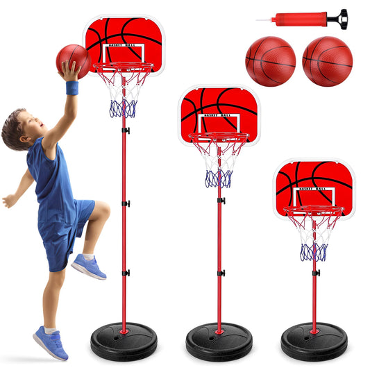 Zeawavsl Kids Basketball Hoop, Mini Basketball Hoop, Adjustable Height for Indoor and Outdoor Use, Includes 2 Basketballs Easy Assembly, Suitable for Kids Aged 3 to 8 Years