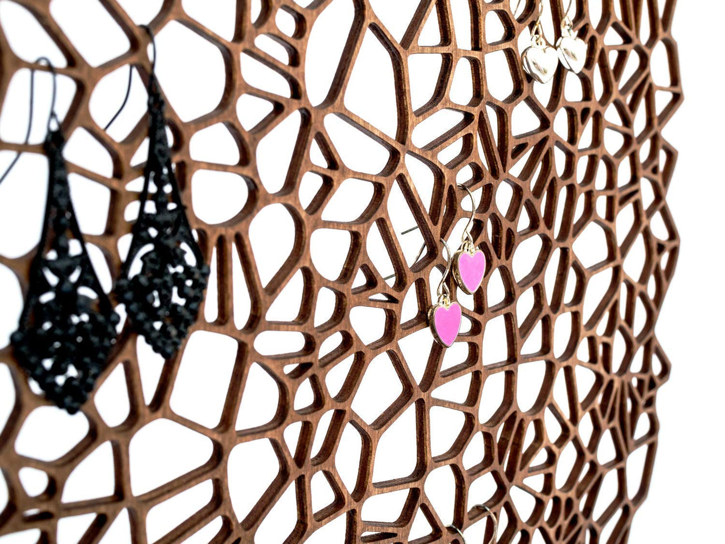 Wooden earring holder - Handmade earring storage with unique design - Eco-friendly jewelry accessory gift