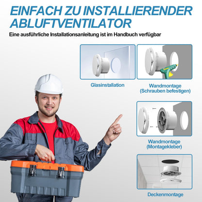 SBONNI Bathroom Fan 150mm - Quiet exhaust fan for bathroom - 310m³/h ventilation fan, exhaust fan with delay for bathroom, toilet, kitchen, greenhouse, and garage (1m EU power cord)