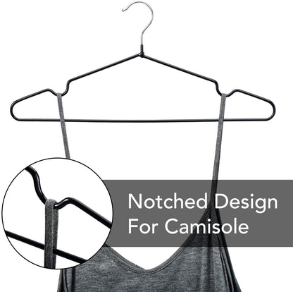 HOUSE DAY 40 Pack Black Hangers Rubber Coated Metal Wire Hangers Non Slip Space Saving Thin 0.4cm Thick