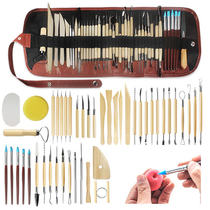 46Pcs Pottery Tool Set Sculpting Tools Polymer Clay Tools with Storage Bag for Model making, Jewelry Crafting, Pottery.