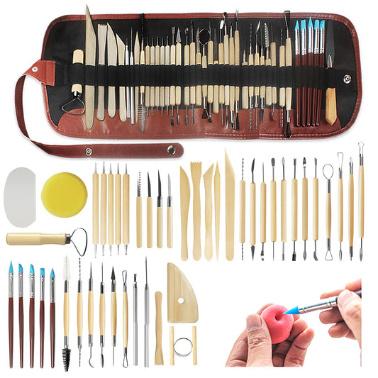46Pcs Pottery Tool Set Sculpting Tools Polymer Clay Tools with Storage Bag for Model making, Jewelry Crafting, Pottery.