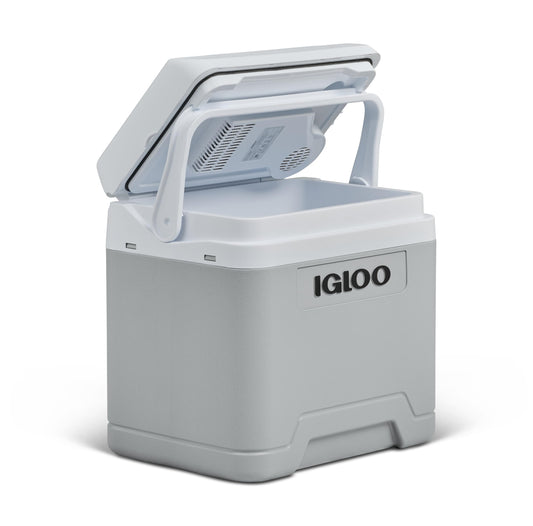IGLOO IE24 DC electric cooler, 24 liters, mini fridge 12V for car, boat, and leisure, gray