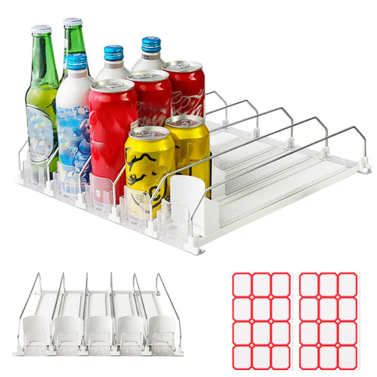 ZIOYA Refrigerator Can Organizer White AVCE Sticker Refrigerator Organizer Drink Can Dispenser Can Holder for 25 Beverage Cans Drinks Beer Soda Storage