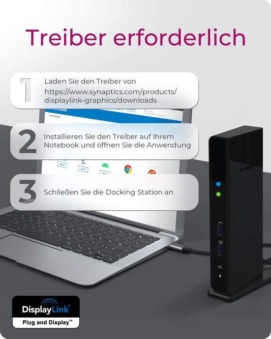 ICY BOX USB-C Docking Station (11-in-1) for 2 monitors (2x HDMI), 6x USB 3.0 HUB, DisplayLink, Gigabit Ethernet, Audio, IB-DK2251AC for Windows, M1/M2 MacBook Air/Pro.