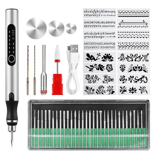 Electric engraving pen, micro engraving pen, multifunctional engraving device set, portable wireless engraving pen, wood engraving tool, DIY for jewelry engraving, wood engraving, glass engraving.