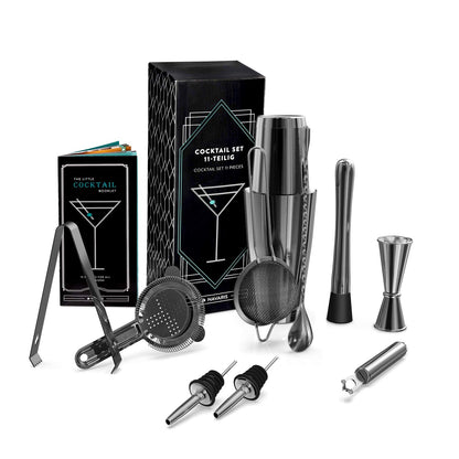 Navaris Cocktail Set Cocktail Shaker Mixer - 11-piece mixer set - accessories for cocktails like a pro - bar tools including recipe book