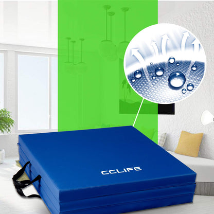 CCLIFE 180x60x5cm Folding Soft Floor Mat Workout Mat Gymnastics Mat Non-Slip Sports Mat Play Mat, Color: Blue. Thickened PU leather surface