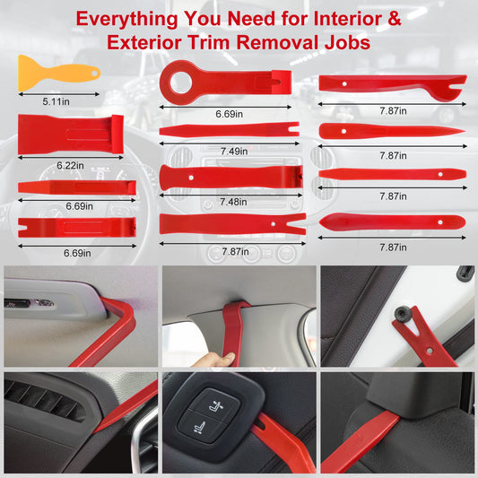 Eaukar Auto Disassembly Tools, 330 Pcs Vehicle Disassembly Trim Removal Wedges Interior Panel Levers, Automotive Tool, Car Panel Removal Tool Car Door Door Panel (Red)
