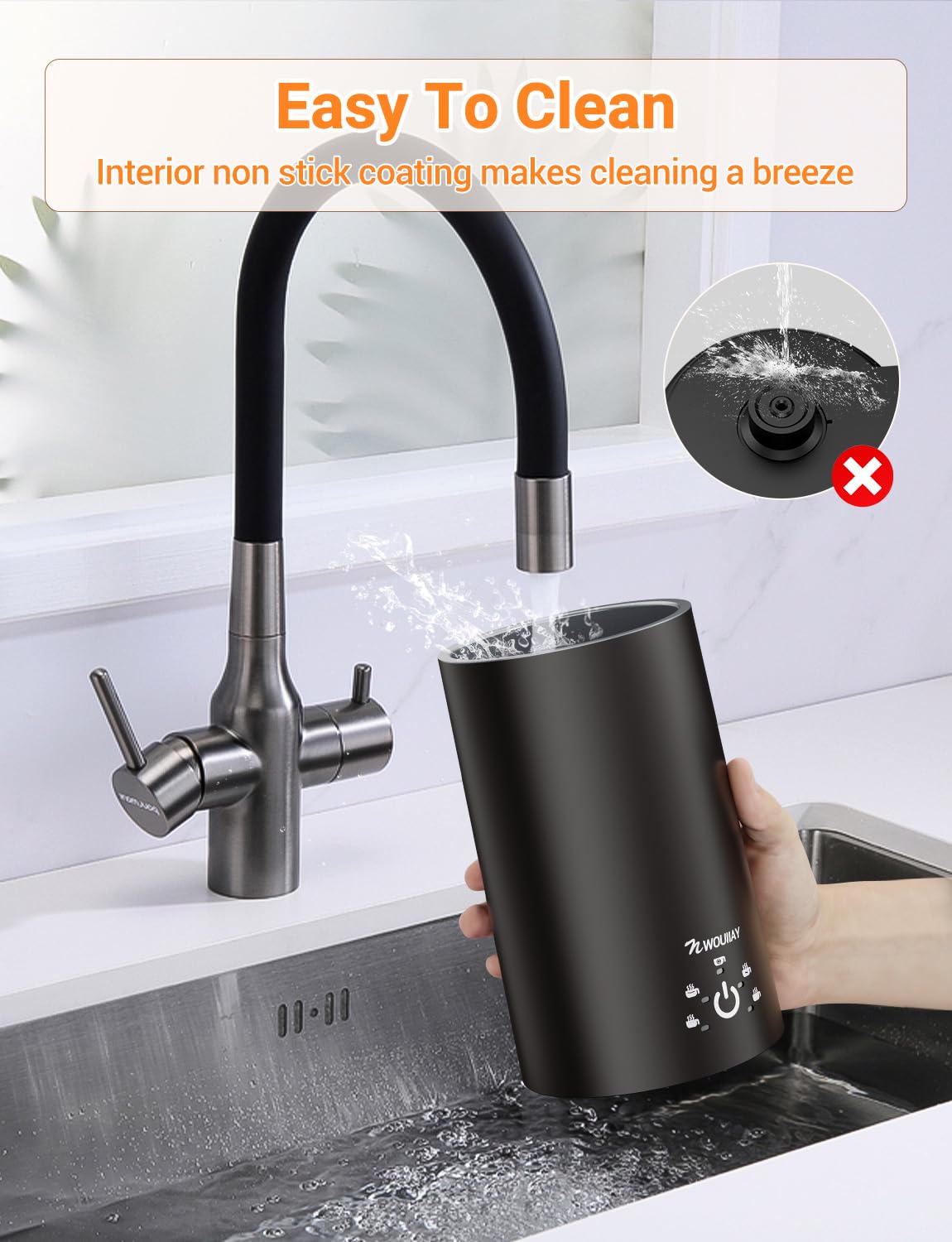 5 in 1 Electric Milk Frother 600W Automatic Milk Frother for 350ml hot/cold milk foam with non-stick coating, One-click control for hot chocolate, latte, cappuccino, etc.