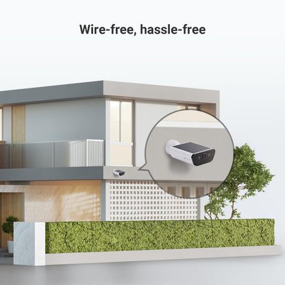 EZVIZ 4K battery-powered security camera with 10400mAh battery, wireless outdoor camera with built-in 1.4W solar panel, AI person and vehicle detection, two-way audio, supports Wi-Fi 6, weatherproof, CB5