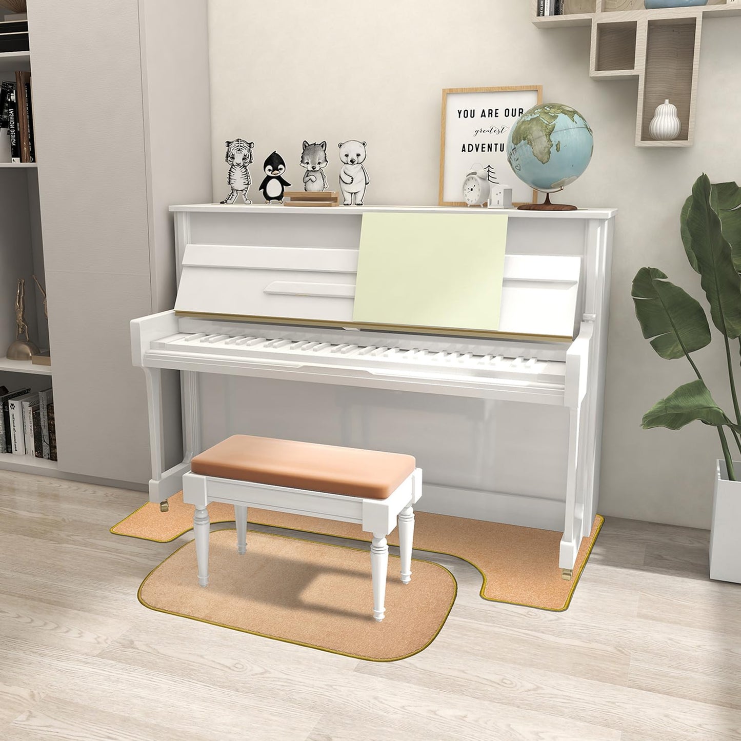 PPGE HOME Soundproofing Carpet Piano, Piano Soundproofing Mat, Floor Soundproofing Carpet Stool Soundproofing Mat Non-Slip (Khaki)