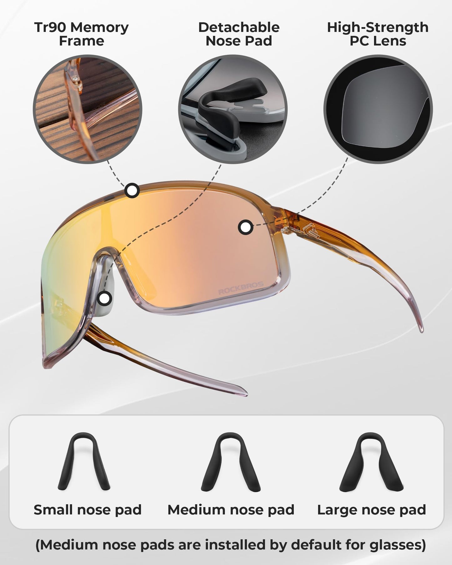 ROCKBROS Bicycle Glasses Polarized Outdoor Cycling Glasses MTB Road Bike Sport Glasses for Men and Women