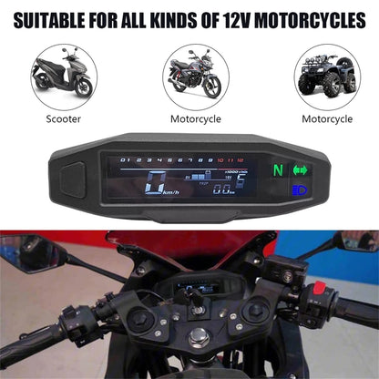 KAOLALI Universal Digital Motorcycle Tachometer with LCD Display, Carburetor, Odometer with Sensor