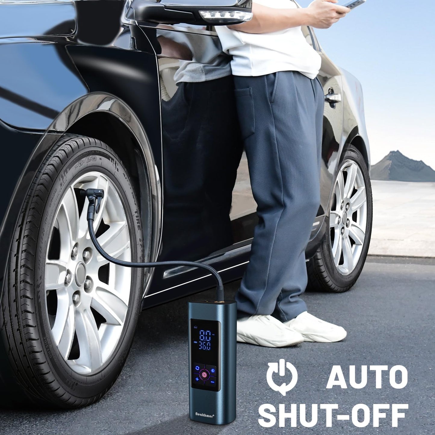 Neakhmer Mini Compressor Battery Air Pump: 150PSI electric air pump with deflate function - Portable pump for car motorcycle bicycle