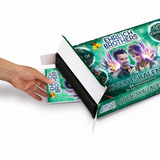 Clementoni Ehrlich Brothers Advent Calendar, magical Christmas calendar, with 24 cool magic tricks, magic set for kids aged 7 and up. Item number 59180.
