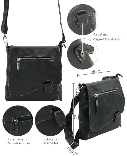 BAG STREET - Women's handbag with flap magnetic closure and zipper - 4 liters volume - Shoulder bag - Crossbody bag