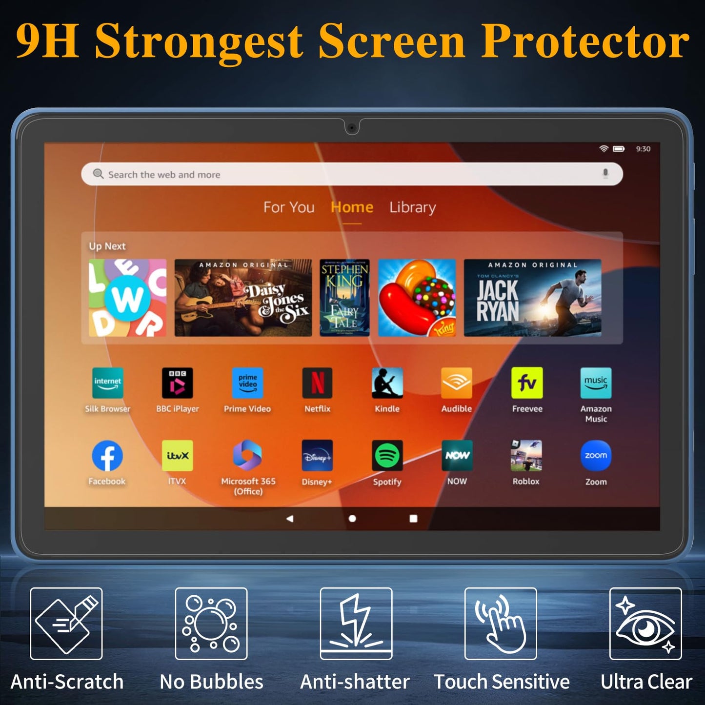 GOZOPO Screen Protector for Amazon Fire HD 10 (13th Gen., 2023) / Fire HD 10 Kids / 10 Kids Pro Tablet, Tempered Glass Screen Protector, 2 Pack