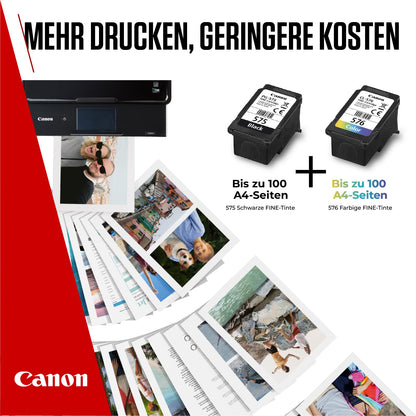Canon ink cartridges & paper multipack - PG-575/CL-576 Original printer cartridges 2 pack (1 x black, 1 x color) & 4x6 photo paper (50 sheets)