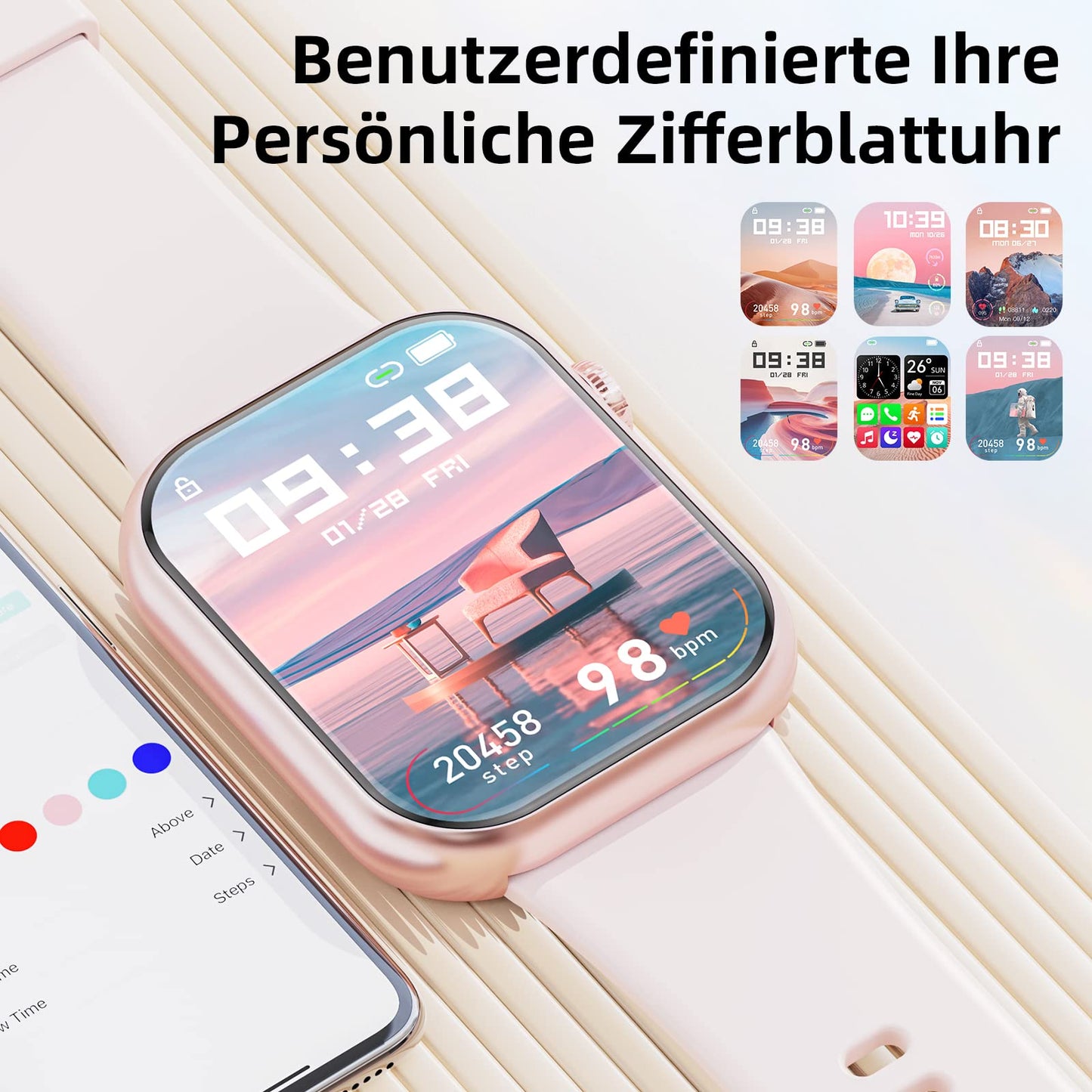 Smartwatch for women and men, 1.85" inch touchscreen smart watch with Bluetooth calls, watch for women and men with 140+ sports modes SpO2 heart rate monitor sleep tracker pedometer, wristwatch for iOS Android