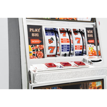 Slot Machine XL, one-armed bandit in game machine design with lights and sounds, coin-operated game machine for kids and adults, casino machine for real money.